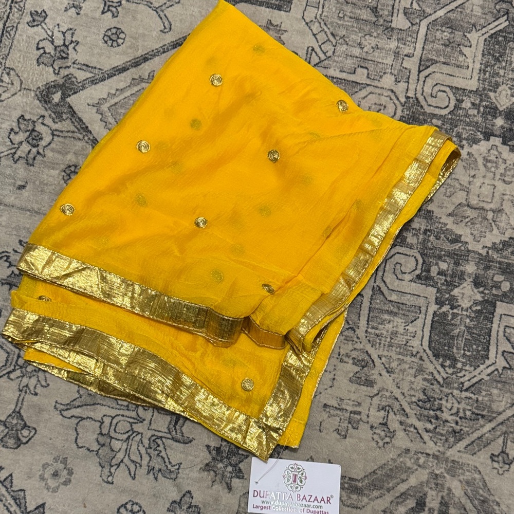 Yellow and Gold Dupatta by